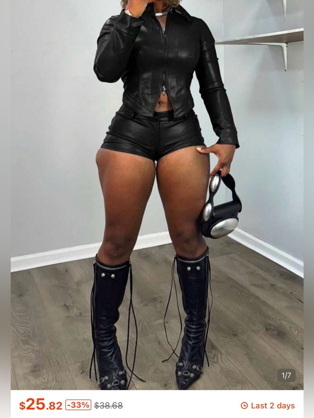 Black Faux Leather High-Waist Women’s Shorts
